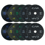 CAP Barbell Economy - Speckled Olympic Bumper Plate Set with Color Logo, Black, 260 lbs Set