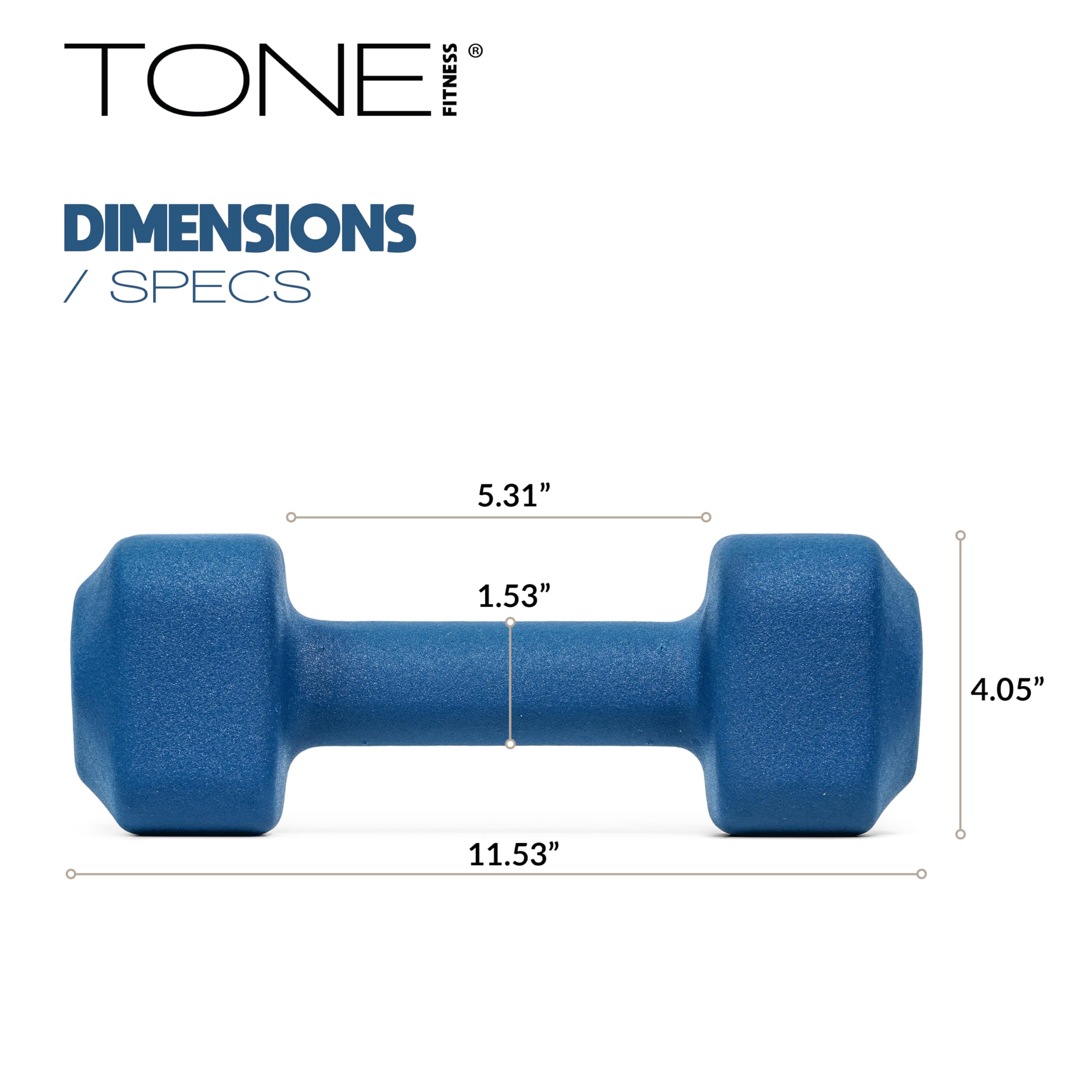 Tone Fitness 20 lb Neoprene Dumbbell Pair for Home Workouts - Non-Slip Design - Blue