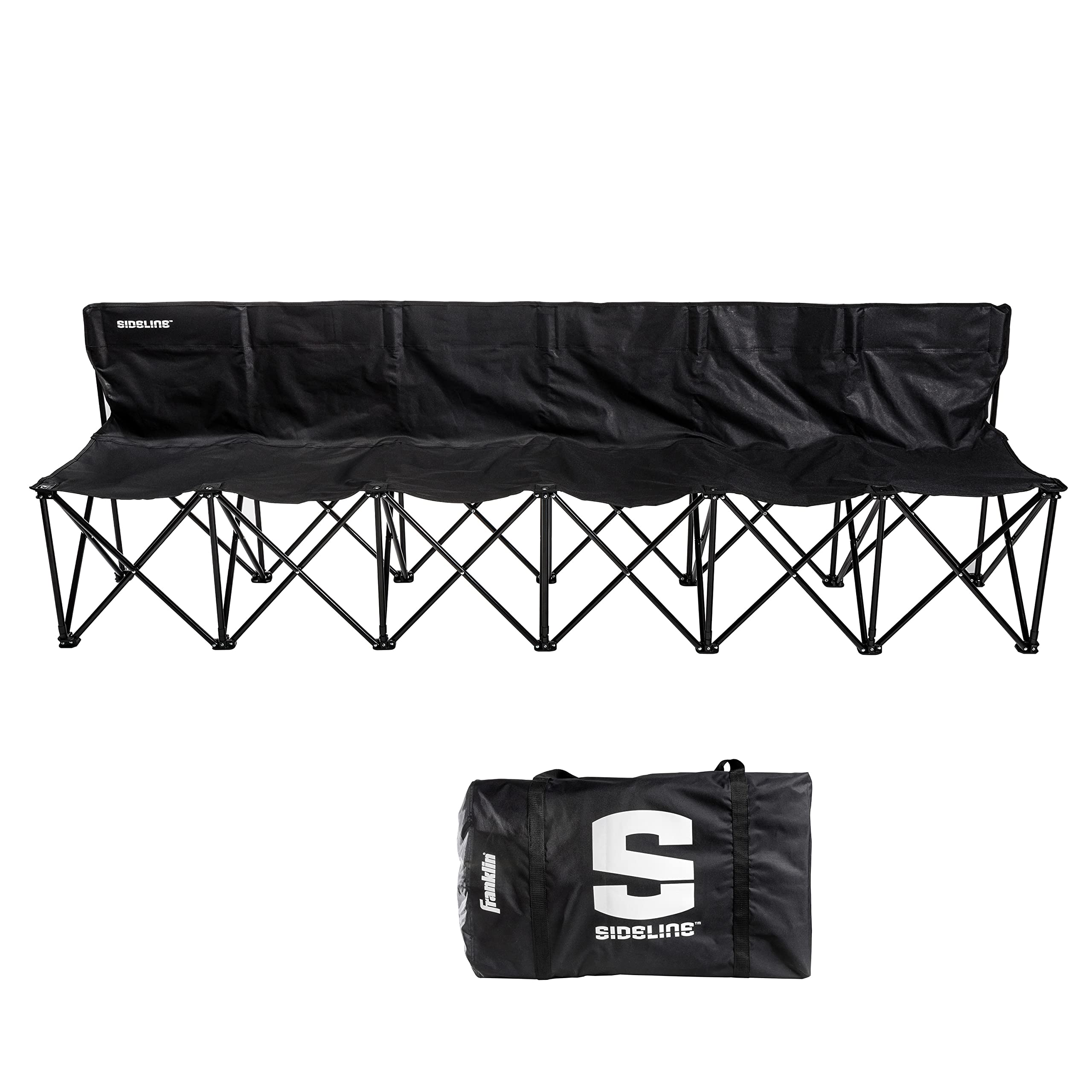 Franklin Sports Sideline Team Bench - Collapsible Sports Bench - Easy Assembly - Pop Up Black, 6 Person