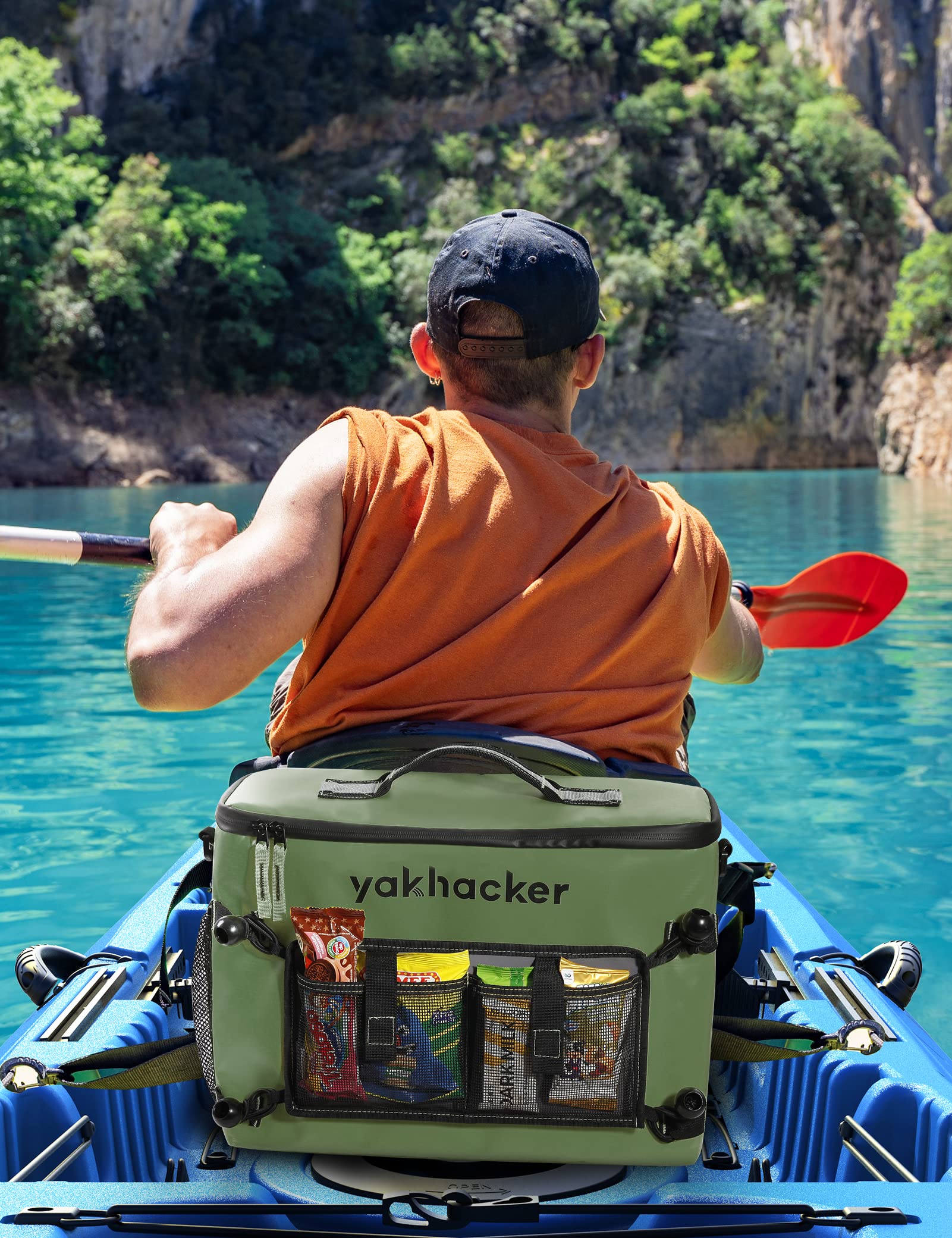 Yakhacker Kayak Cooler Bag, Waterproof Seat Back Cooler With Lawn-Chair Style Seats, Kayak Accessories Portable Ice Chest Cooler