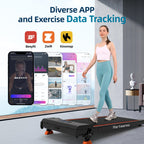Walking Pad Treadmill With Incline, Under Desk Treadmills For Home Office Small, 2.5Hp Brushless Motorized, App Compatible, Port