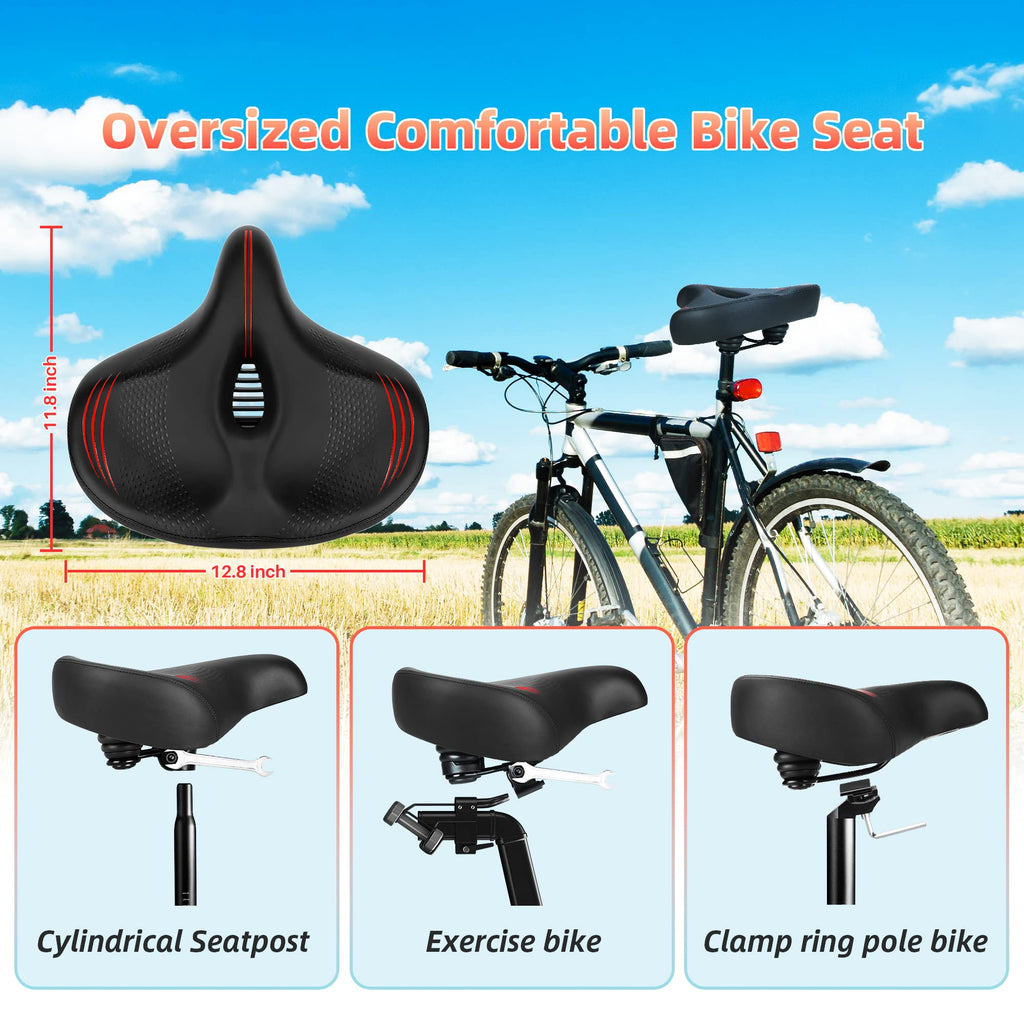 Oversized Comfort Bike Seat, Extra Wide Bike Seat Compatible With Peloton Bike, Electric Bike, Indoor Stationary Exercise Bike O