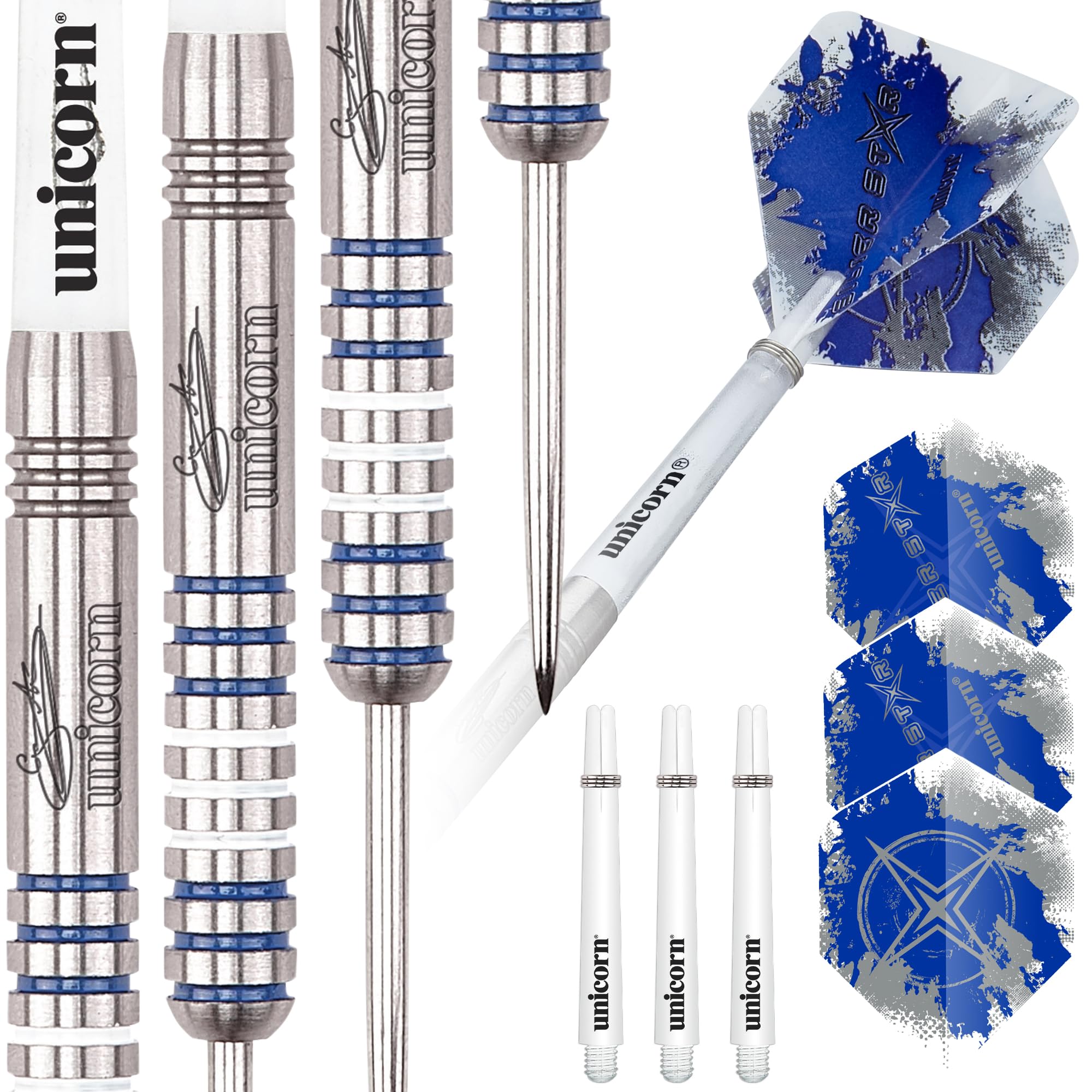 Unicorn Darts Mens Silver Star 80% Tungsten, Gary Anderson Darts, Silver, 23 g