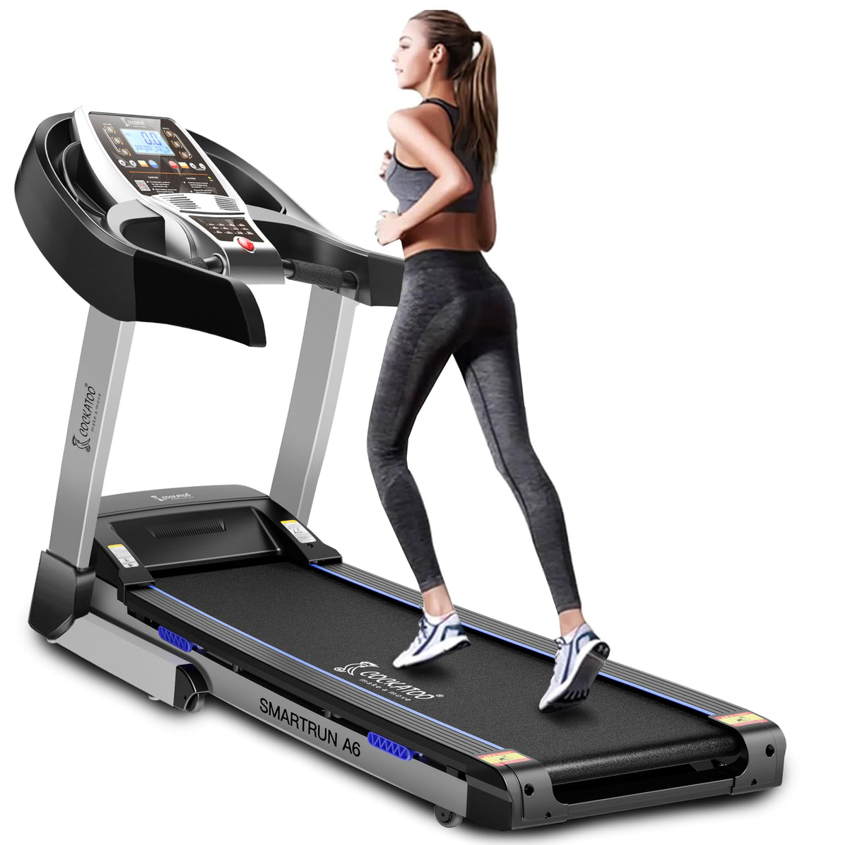 Cockatoo SmartRun A6 6Hp Peak Auto Incline Dc Motorized Treadmill For Home,With Auto Incline Treadmill For Home & Mp3, Bluetoot
