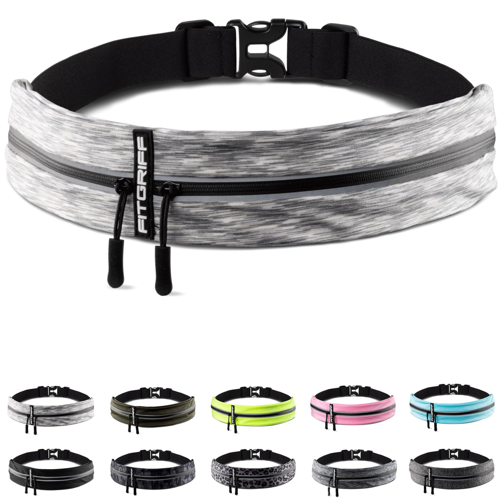 Fitgriff Running Belt For Men & Women - Secure Jogging Pouch For Phone, Keys & Essentials - For All Cell Phones (Whtie, 33.5'' -