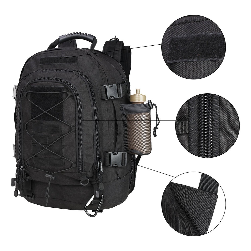 Zseararmy Large Tactical Backpack For Men Military Backpack With Diy System For Travel, Work,Camping,Hunting,Hiking,Sports (Blac