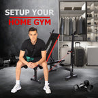 Oppsdecor 6 In 1 600Lbs Weight Bench Set With Squat Rack, Bench Press Set With Barbell Rack, Adjustable Incline Strength Trainin