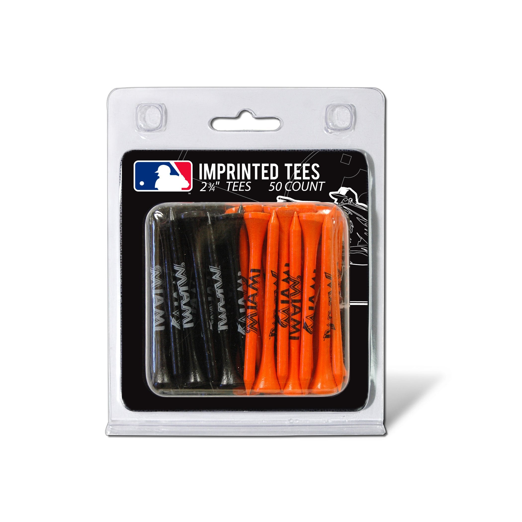 Team Golf MLB Miami Marlins Pack Of 50 Golf Tees 2-3/4 Golf Tees, 50 Pack, Regulation Size, Multi Team Colors