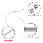 Sunny Health & Fitness 60 Inch Threaded Chrome Barbell Bar, 1 Inch Barbell Diameter With Ring Collars - Stbb-60