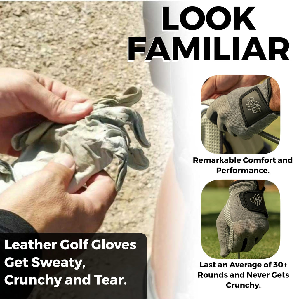 Caddydaddy Claw Pro Men      S Golf Glove - Breathable, Long Lasting (Grey, Med, Worn On Left Hand)