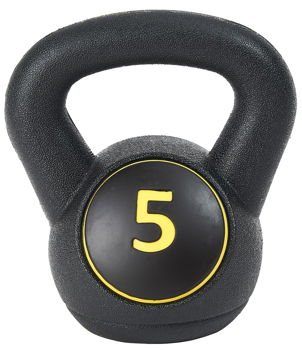 Fitvids Wide Grip Kettlebell Exercise Fitness Weight Set - Includes 5 lbs - 30LB Set of 3: 5/10/15LB - Black