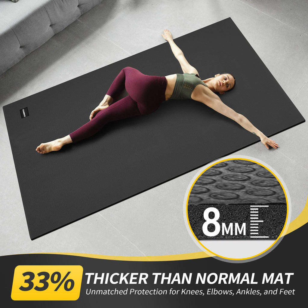 Cambivo Large Yoga Mat, Extra Thick Workout Mats For Home Gym, 6'X 4'X 8 Mm Non Slip Wide Exercise Mat For Pilates, Stretching O