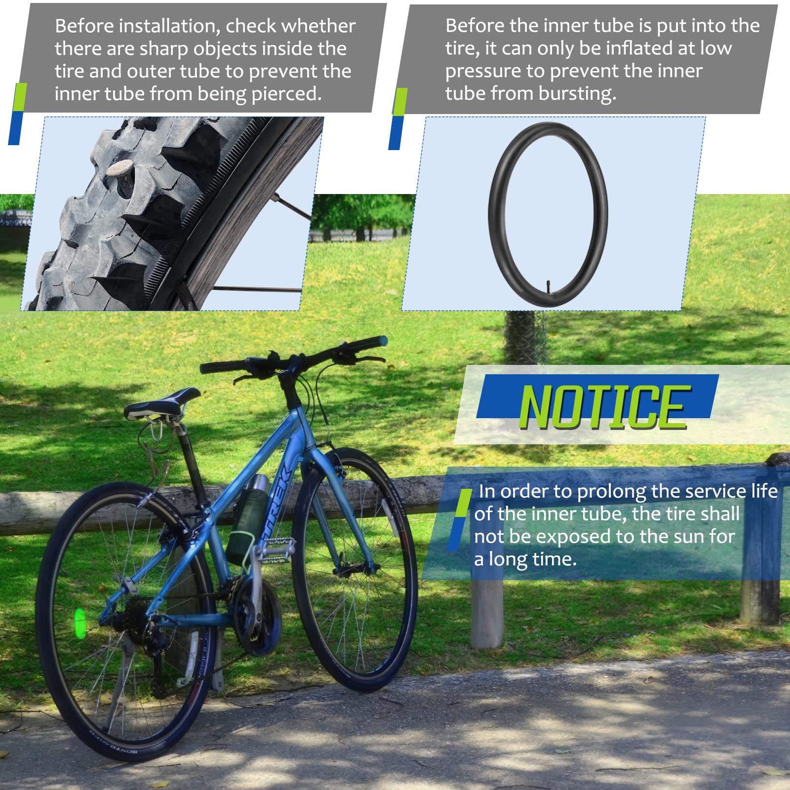 26 Inch Bike Inner Tube Fit 26'' X 1.75-2.125, Bicycle Tube 4 Pack Schrader Valve With 2 Tire Levers, Inner Tube Bicycle Upgrade