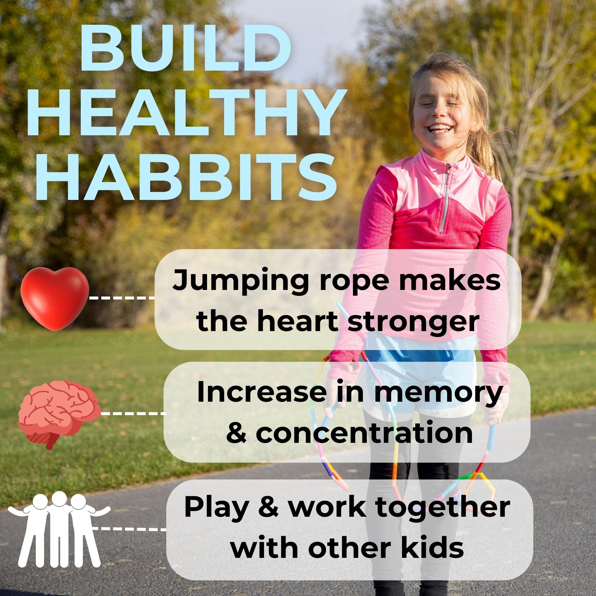 Beaded Kids Exercise Jump Rope - Segmented Skipping Rope For Kids - Durable Shatterproof Outdoor Beads - Light Weight And Tangle