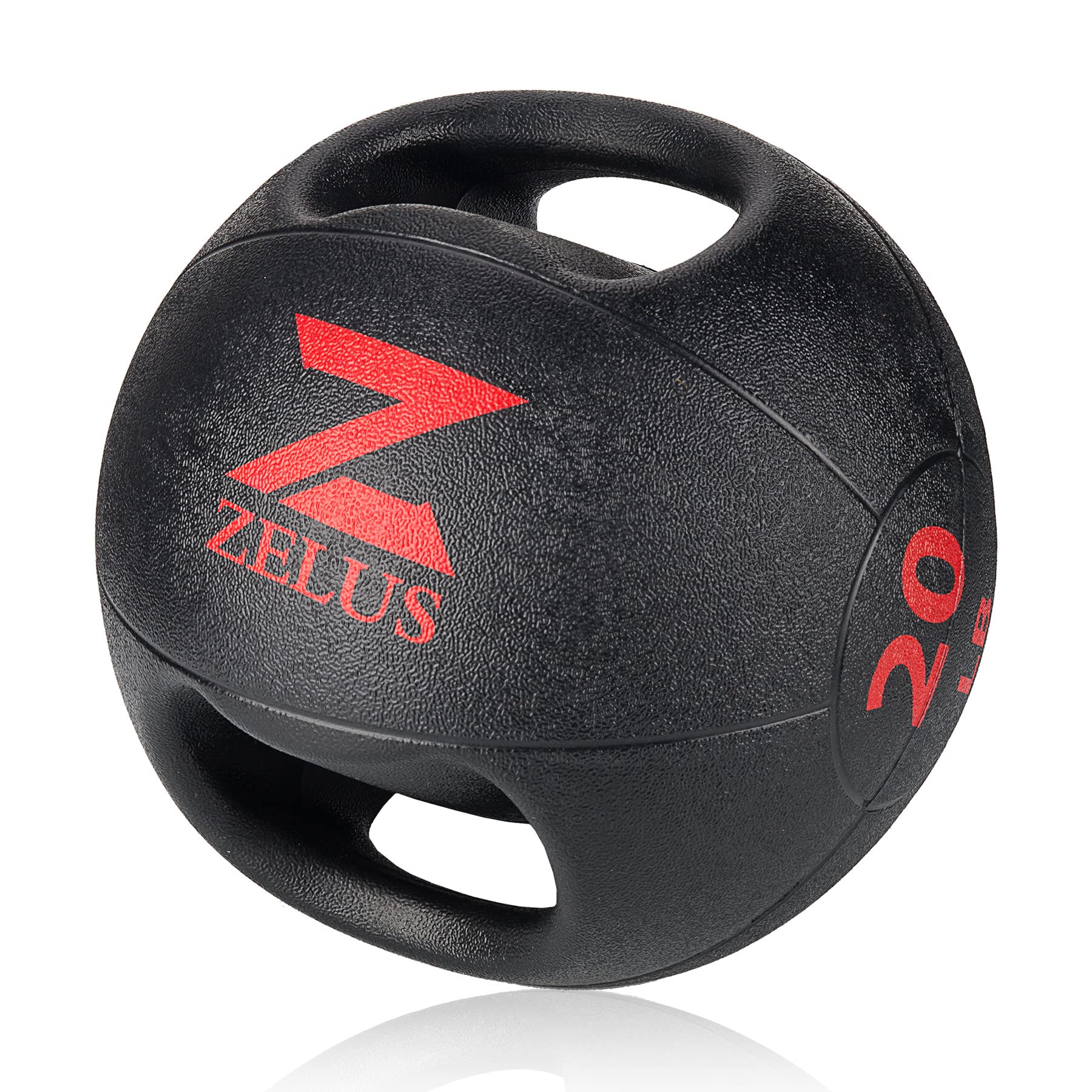 Zelus Medicine Ball With Dual Grip 10/20 Lbs Exercise Ball Weight Ball With Handles Textured Grip Exercise Ball Strength Trainin