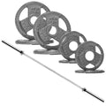 Signature Fitness 2-Inch Cast Iron Barbell Set, Including 50 LBS Weight Plates and 6FT Barbell Set, Multiple Packages