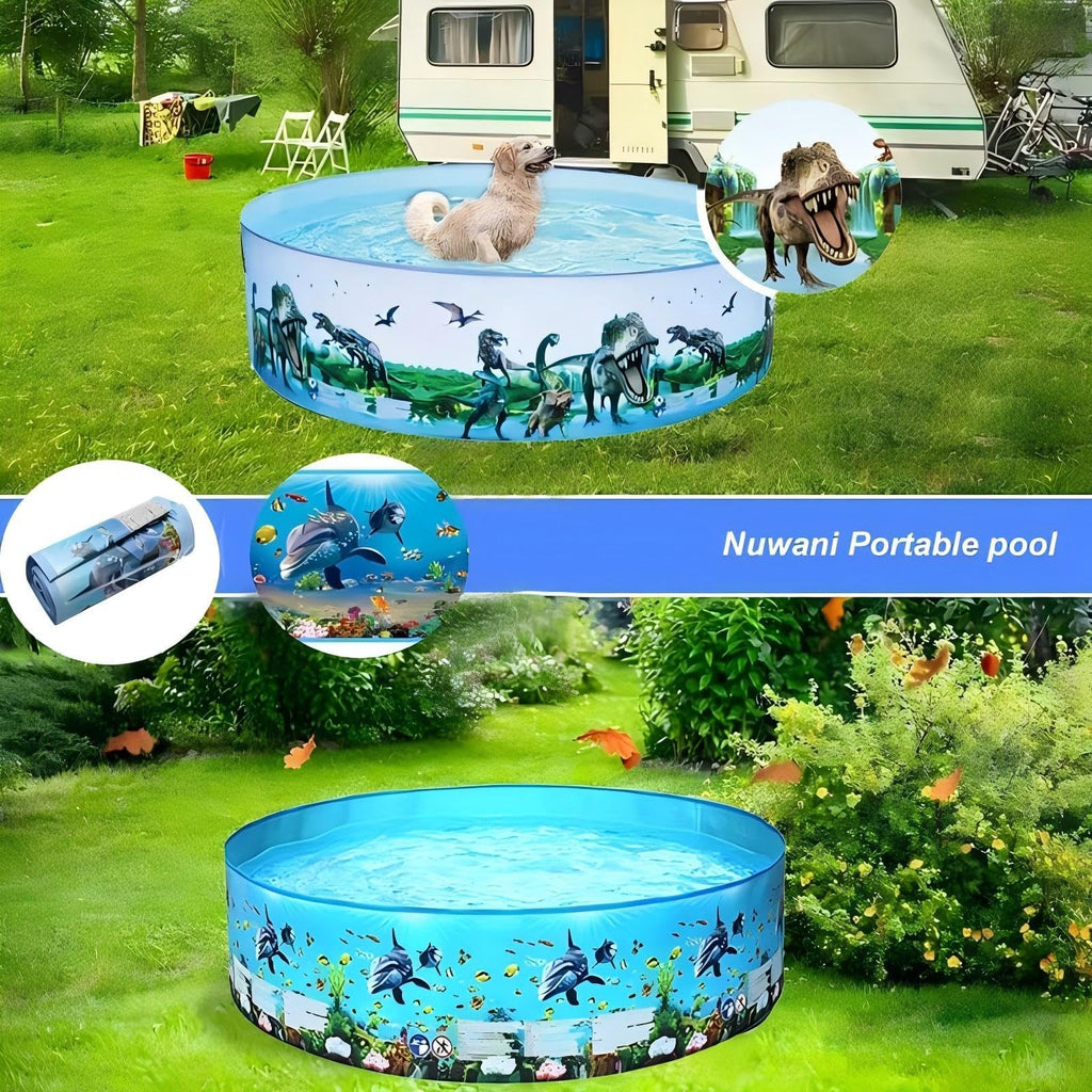 Nuwani Kiddie Pools - Round Plastic Pool For Kids, Toddler & Baby - Easy Non Inflatable Snapset Kid Pool - Large Collapsible Swi