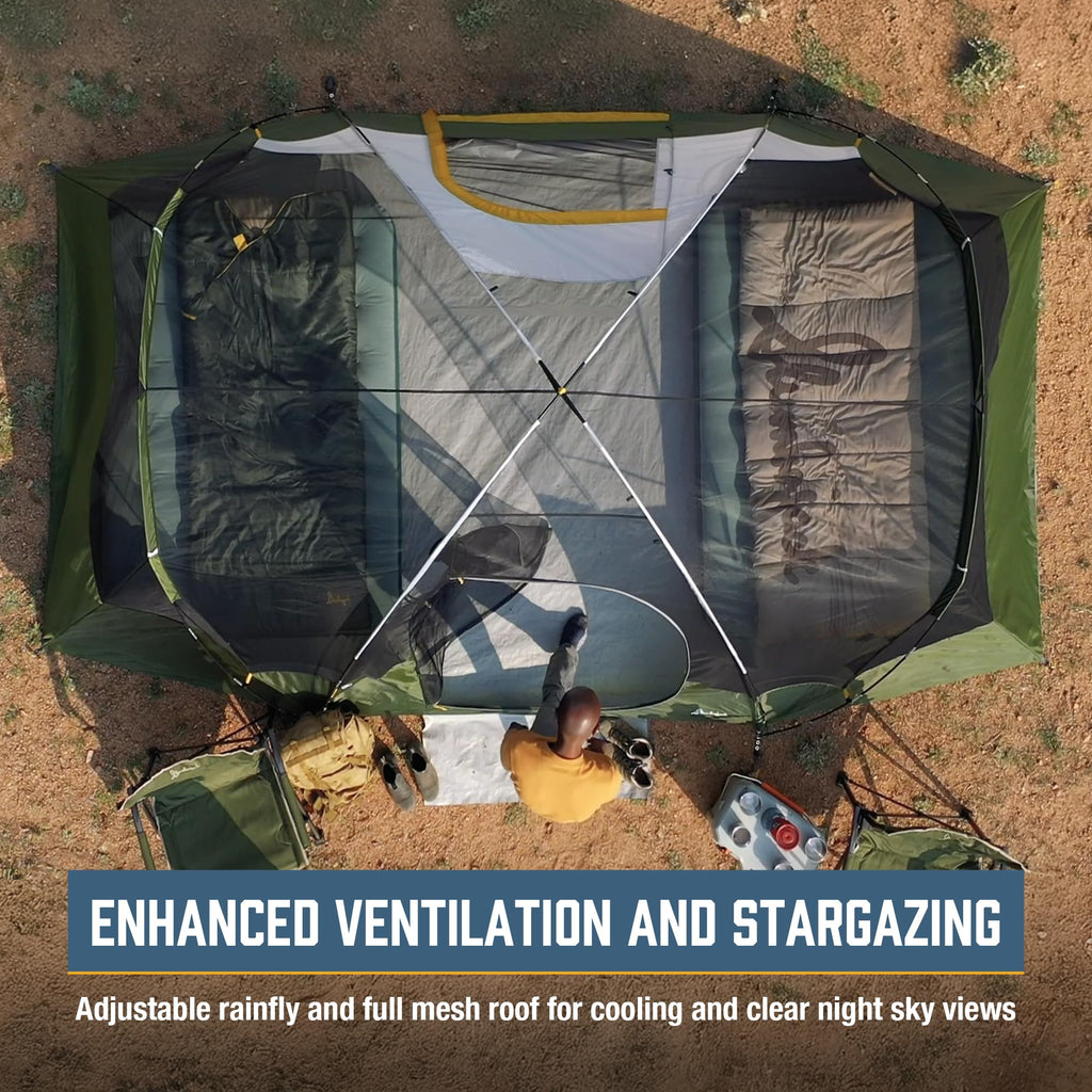 Slumberjack Aspen Grove 8 Person Hybrid Dome Family Camping Tent With 2 Rooms, Room Divider, Separate Entries, Full Fly, And Ves
