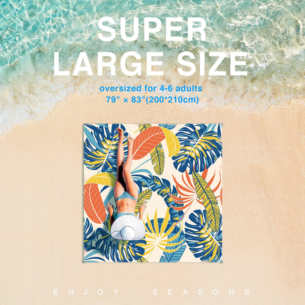 Tradfore Beach Blanket Sandproof, Waterproof Beach Mat Oversized 79 X 83 Inch For 4-6 Adults, Lightweight Beach Blanket For Outd