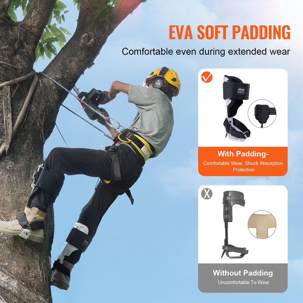 Vevor Tree Climbing Spikes, 1 Pair Aluminum Climbing Spurs, 350Lbs Load Capacity Tree Climbing Gear With Straps And Spike Protec