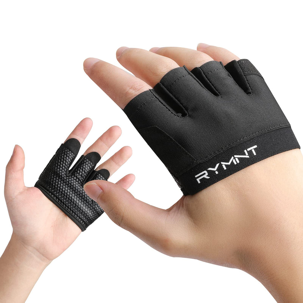 Rymnt Workout Gloves,Short Micro Weight Lifting Gloves Grip Pads With Full Palm Protection & Extra Grip For Men Women Weightlift