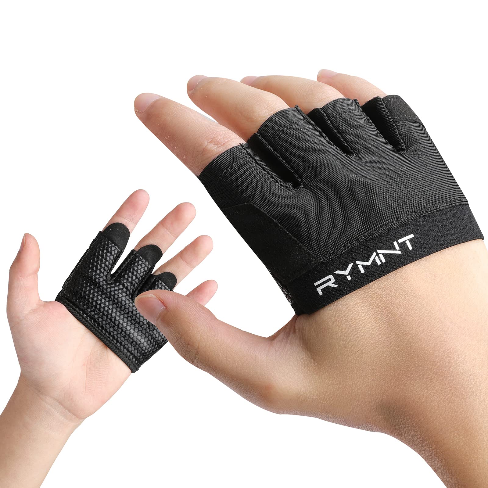 Rymnt Workout Gloves,Short Micro Weight Lifting Gloves Grip Pads With Full Palm Protection & Extra Grip For Men Women Weightlift