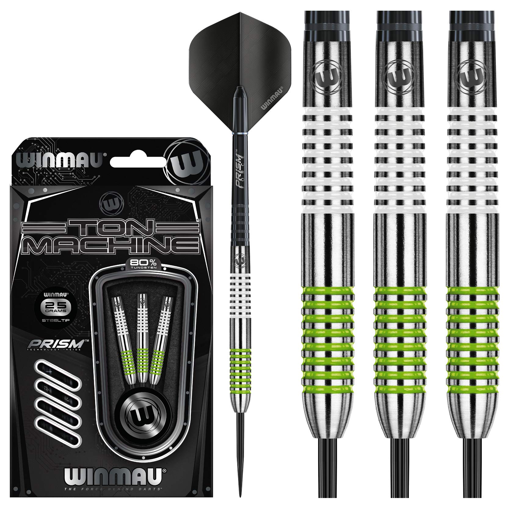 Winmau Ton Machine 25g Tungsten Darts with Prism Flights and Shafts (Stems)