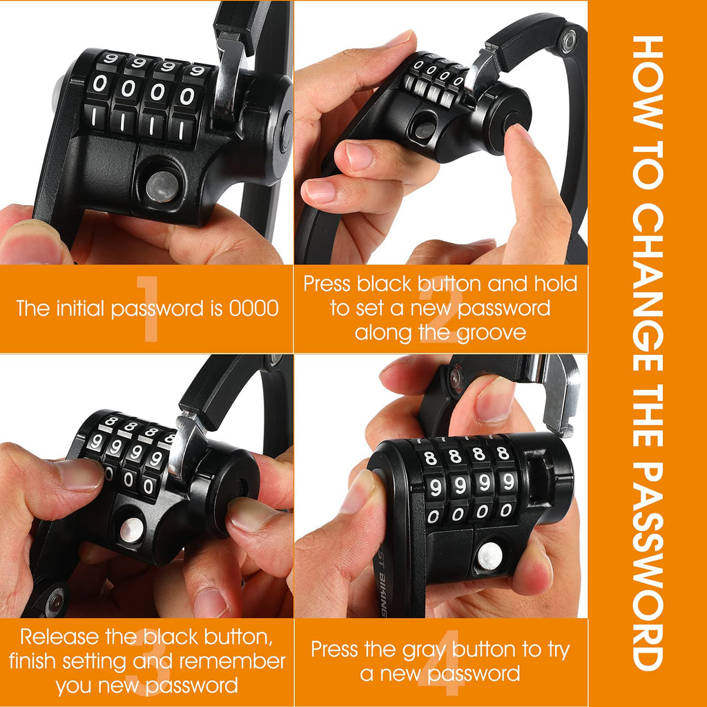 Chimona Bike Foldable Lock, 4-Digit Anti   Theft   Combination   Bicycle   Lock, Security Level 6 Heavy Duty Folding Bike Lock,