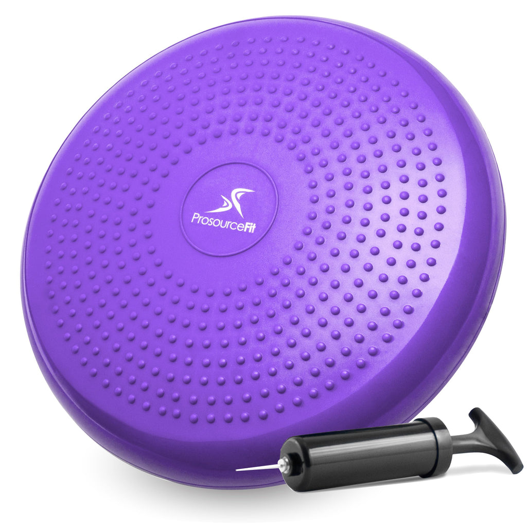 Prosourcefit Core Balance Disc Trainer, 14 Diameter With Pump For Improving Posture, Fitness, Stability, Purple