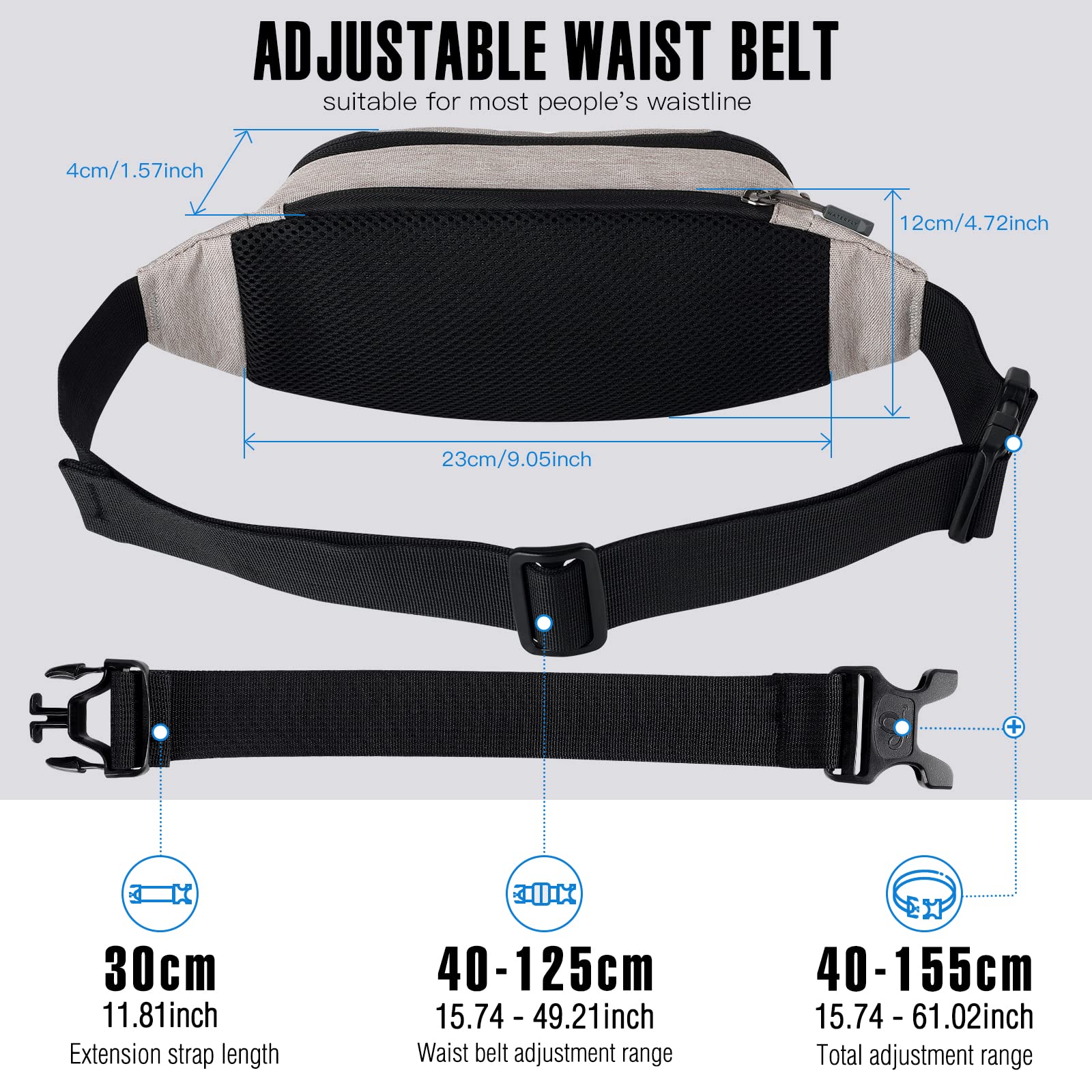 Waterfly Fanny Pack Waist Bag: Runner Small Hip Pouch Bum Bag Running Fannie Pack Phanny Fannypack Waistpack Bumbag Beltbag Spor