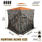 Hunthor Hunting Blind For 2-3 Person, 270 Degree See-Through Ground Blind With Silent Zipper And Orange Top, Portable Pop-Up Ten