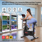 YESOUL Self-Powered Exercise Bike for Home Gym, Magnetic Resistance Indoor Cycling Bike with Cooling Fan, LED Light Feedback, Ap