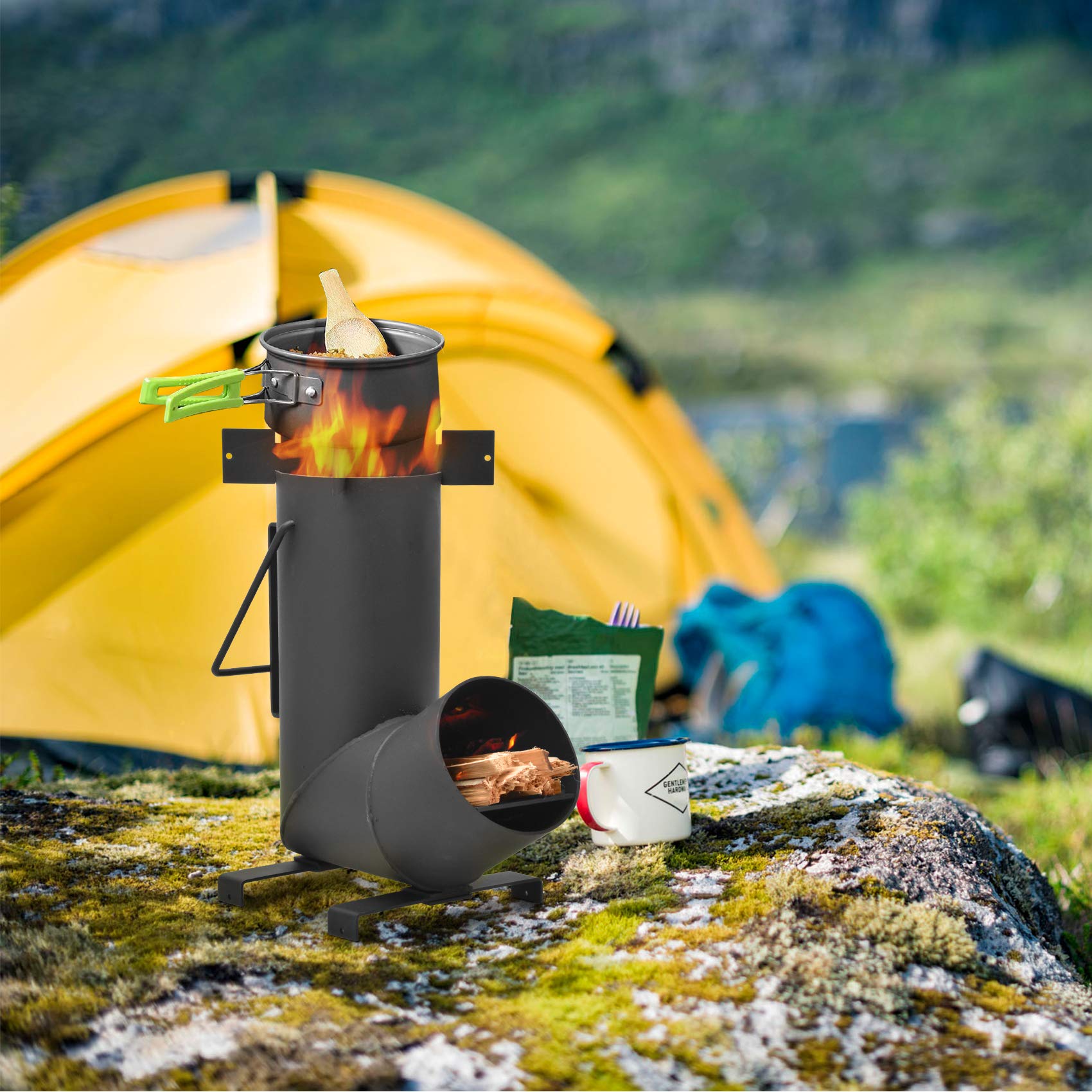 Stanbroil Camping Rocket Stove For Outdoor Cooking, Portable Wood Burning Stove For Backyard, Camp Cooking And Emergency Situati