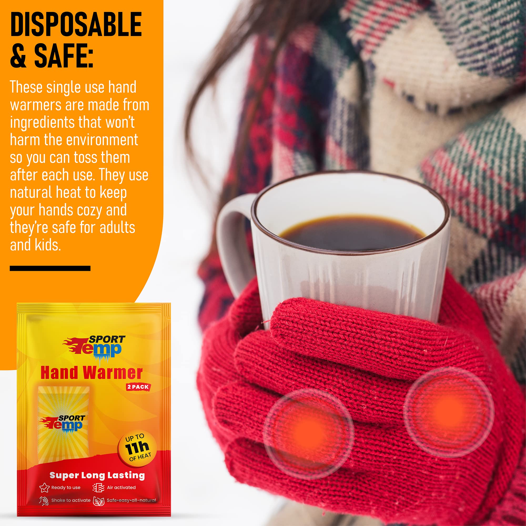 Odorless Hot Hand Warmer (45 Pairs) - Up To 11 Hours Of Heat, Super Long Lasting - Easy, All Natural - Air Activated, For Body&