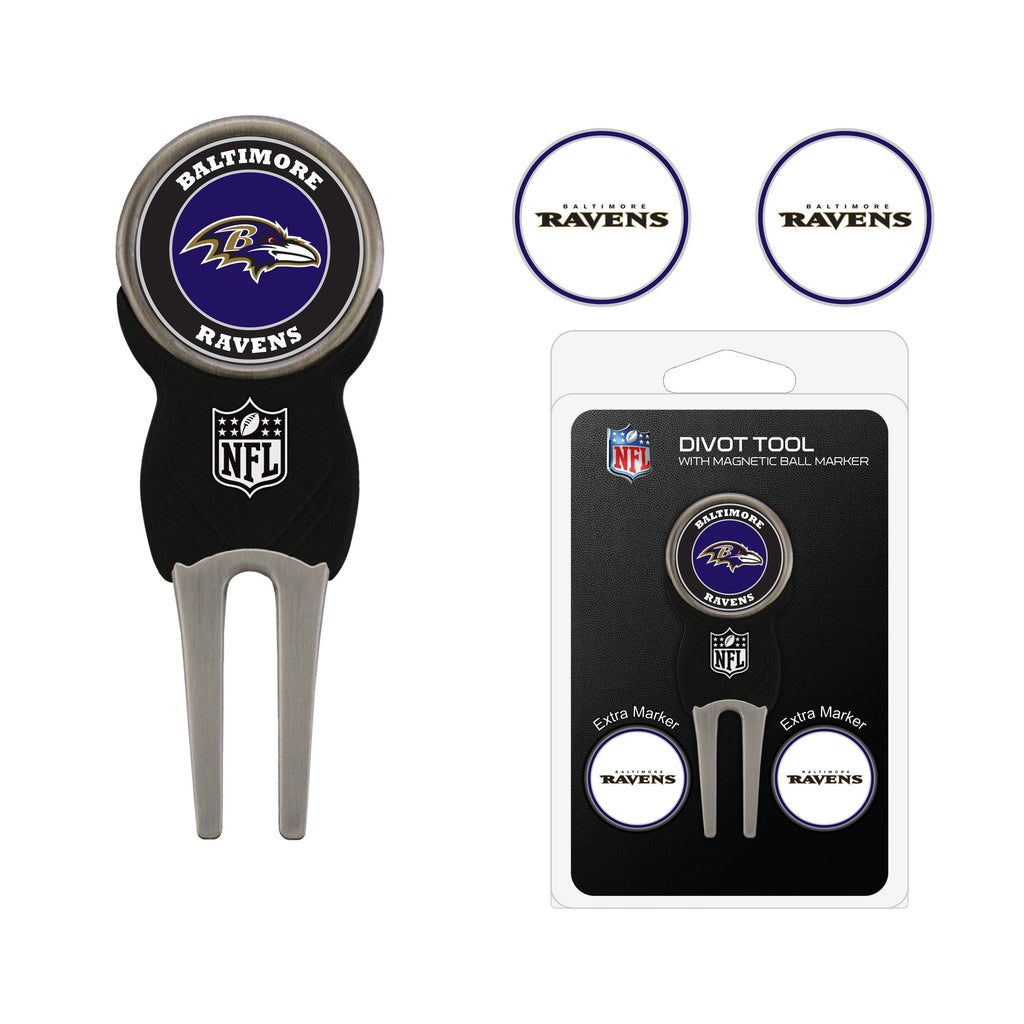 Team Golf Nfl Baltimore Ravens Divot Tool Pack With 3 Golf Ball Markers Divot Tool With 3 Golf Ball Markers Pack, Markers Are Re