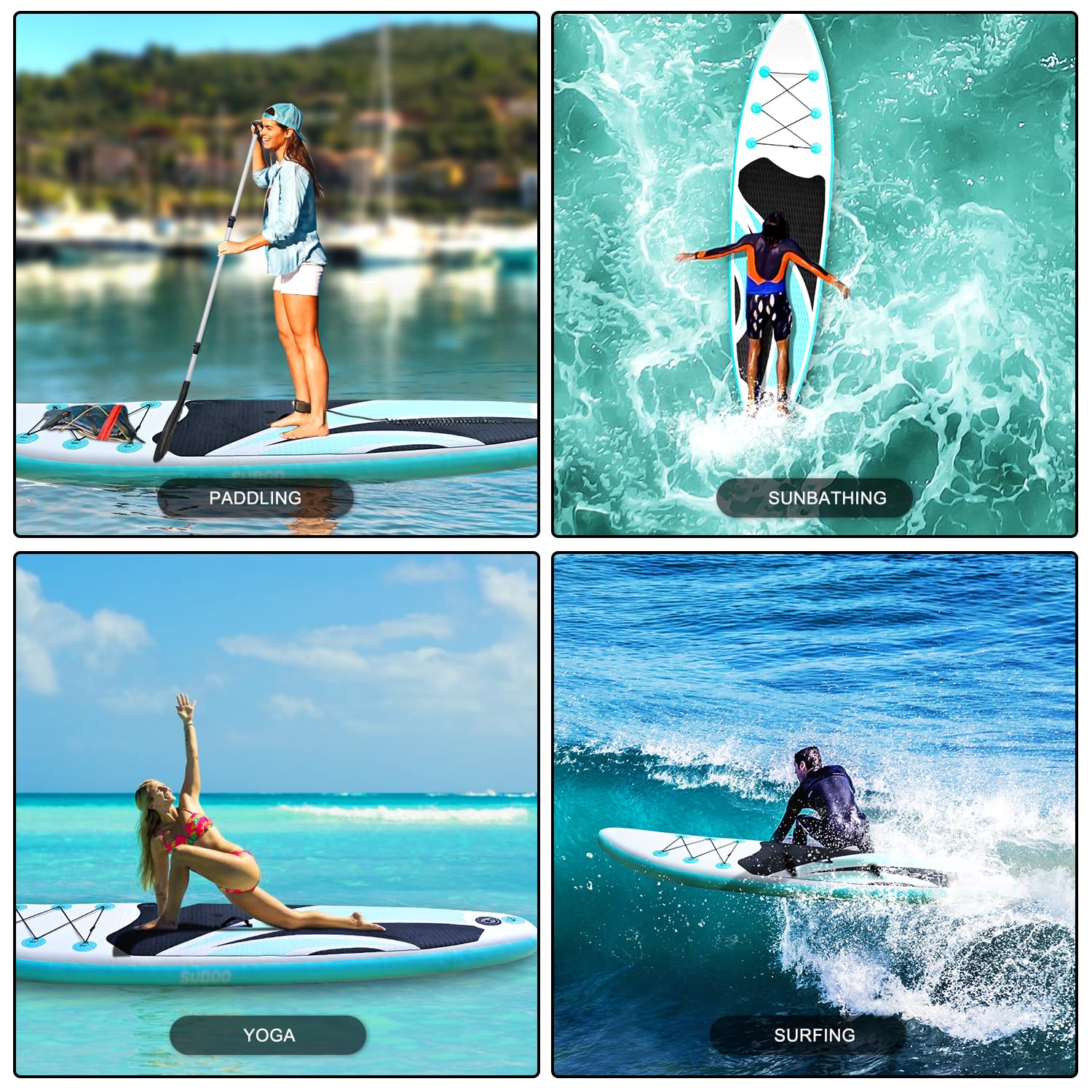 Sudoo 10Ft Inflatable Stand Up Paddle Board, Ultra-Lightweight Surfboard With Non-Slip Eva Deck, Complete Sup Package For Adults