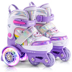 Sulifeel Rainbow Unicorn 4 Size Adjustable Light Up Toddler Roller Skates For Girls And Boys For Kids Purple