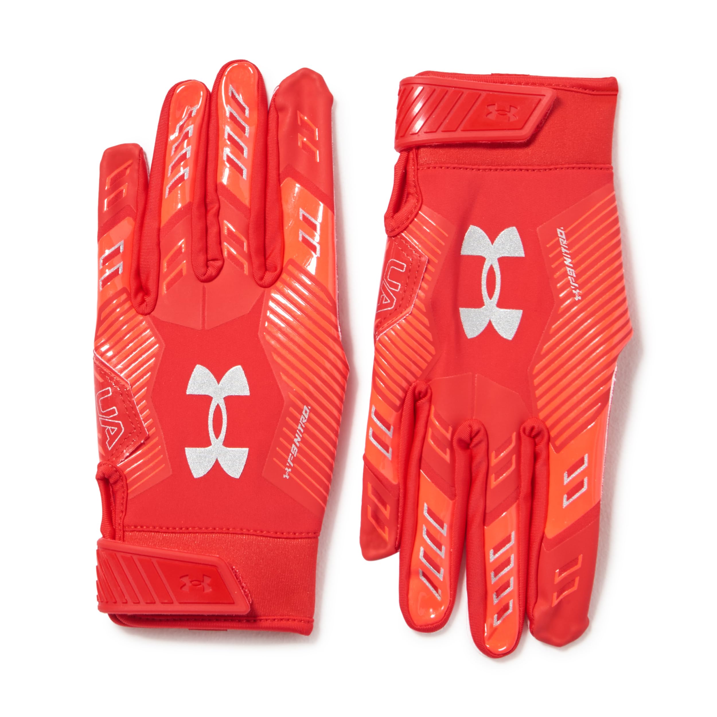 Under Armour Men'S F9 Nitro Football Gloves, (600) Red/Beta/Metallic Silver, X-Large