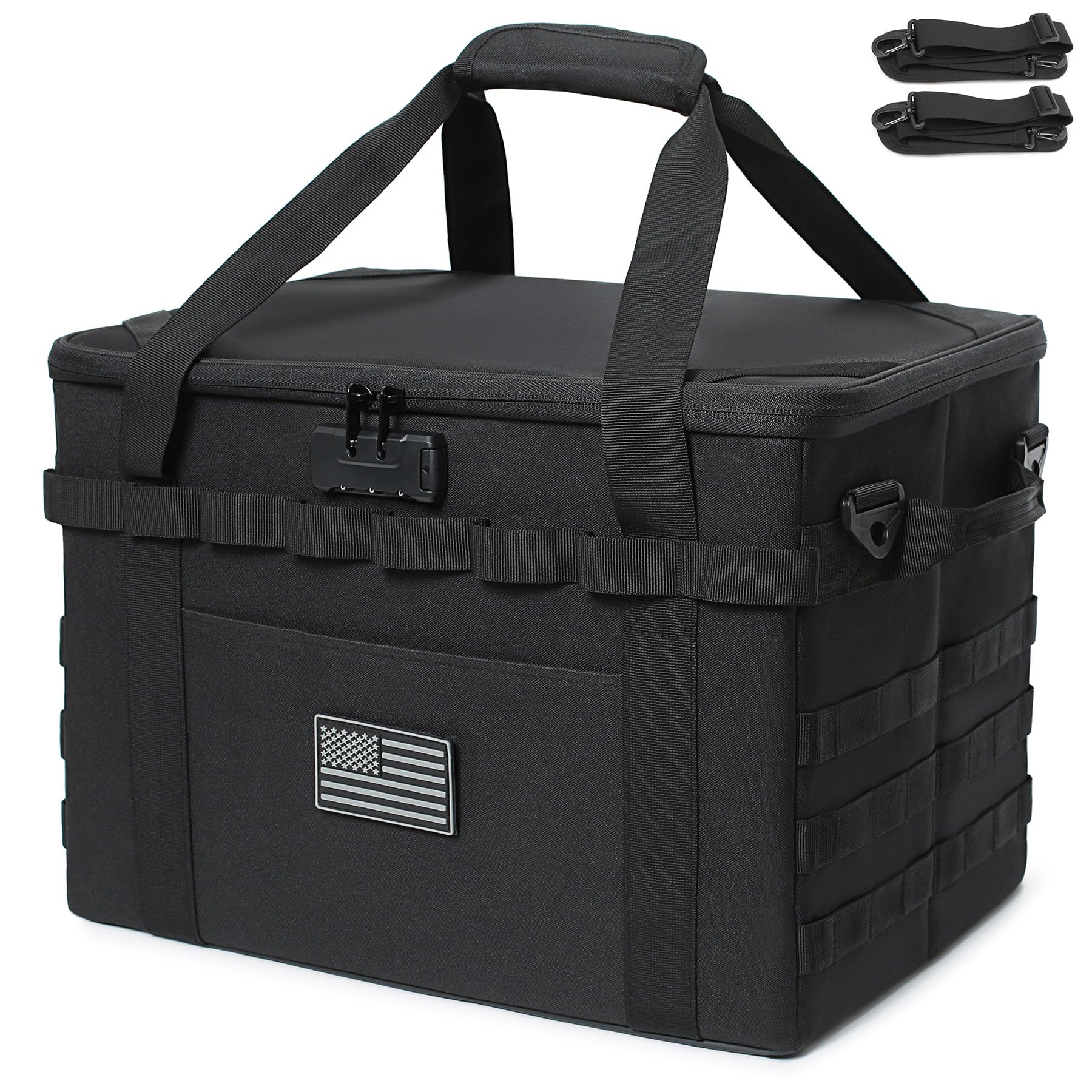 Lemubeane Tactical Camping Storage Bag - 57L Utility Tote Bag Organizer With Combination Lock And Shoulder Straps (Black, 57L)