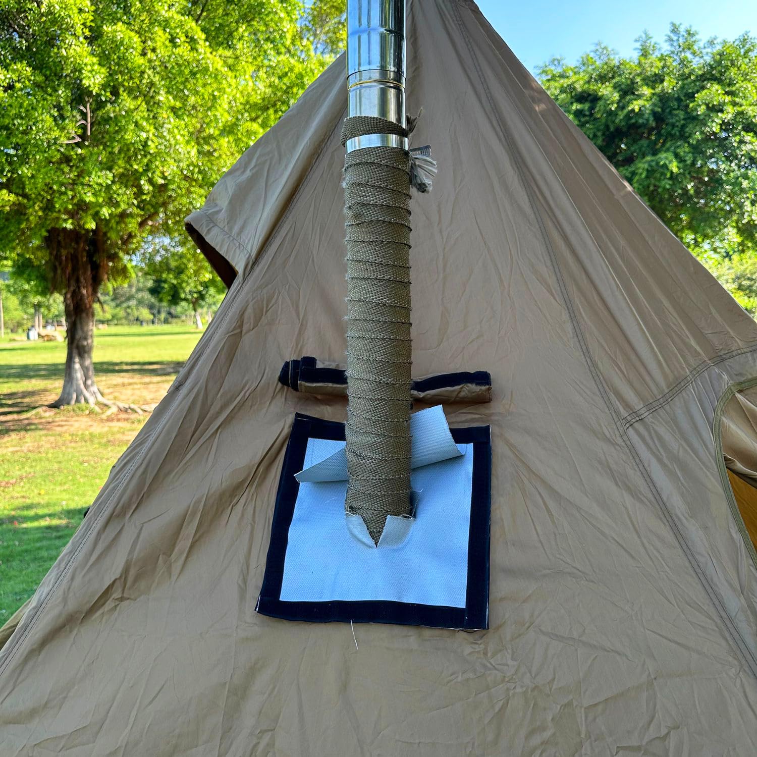Taisoca Diy Stove Jack With Rain Flap,Double Layer Stove Jack 7.9 * 9Inch/20 * 23Cm,Fireproof Stove Jack For Protecting Hot Tent