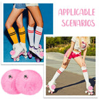Sumind 2 Pieces Roller Skate Pom Poms With Bells For Women Girls Princess Fluffy Tie-On Roller Skate Pom Poms Fuzzy Pom Poms For