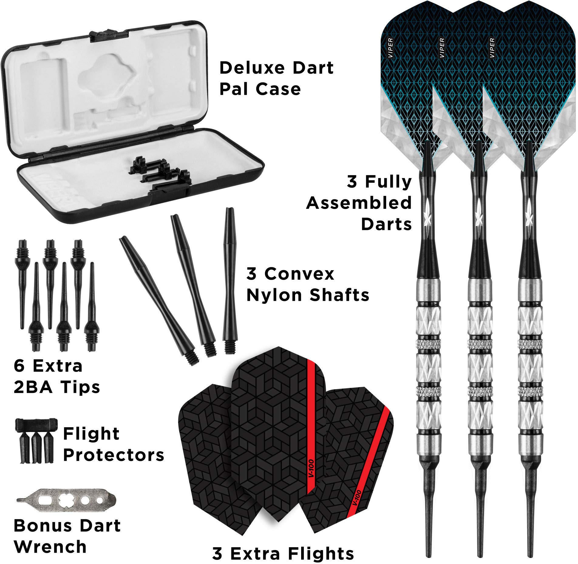 Viper Diamond 90% Tungsten Soft Tip Darts With Storage/Travel Case, Black Rings, 18 Grams