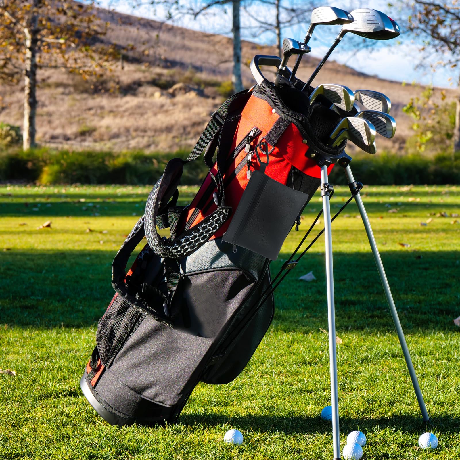 Corecise Golf Ball Pouch,Golf Tee Bag Tee Holder Bag,Leather Golf Ball Bag Pouch,Zippered Golf Pouch,Golf Accessory Pouch,Small