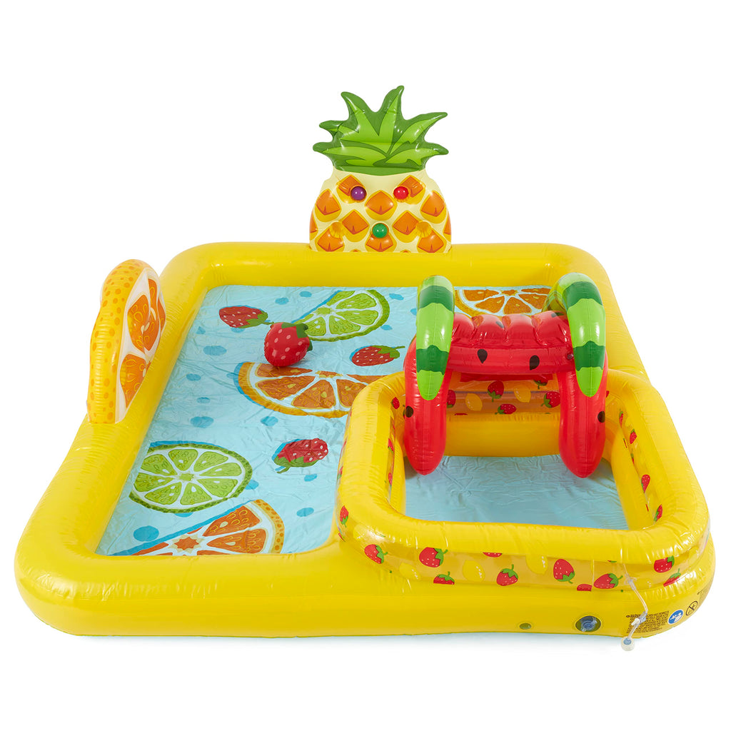 Intex 57158Ep Fun'N Fruity 8Ft X 6.25Ft X 4In Outdoor Inflatable Kiddie Pool Water Play Center With Water Slide, Sprinklers And