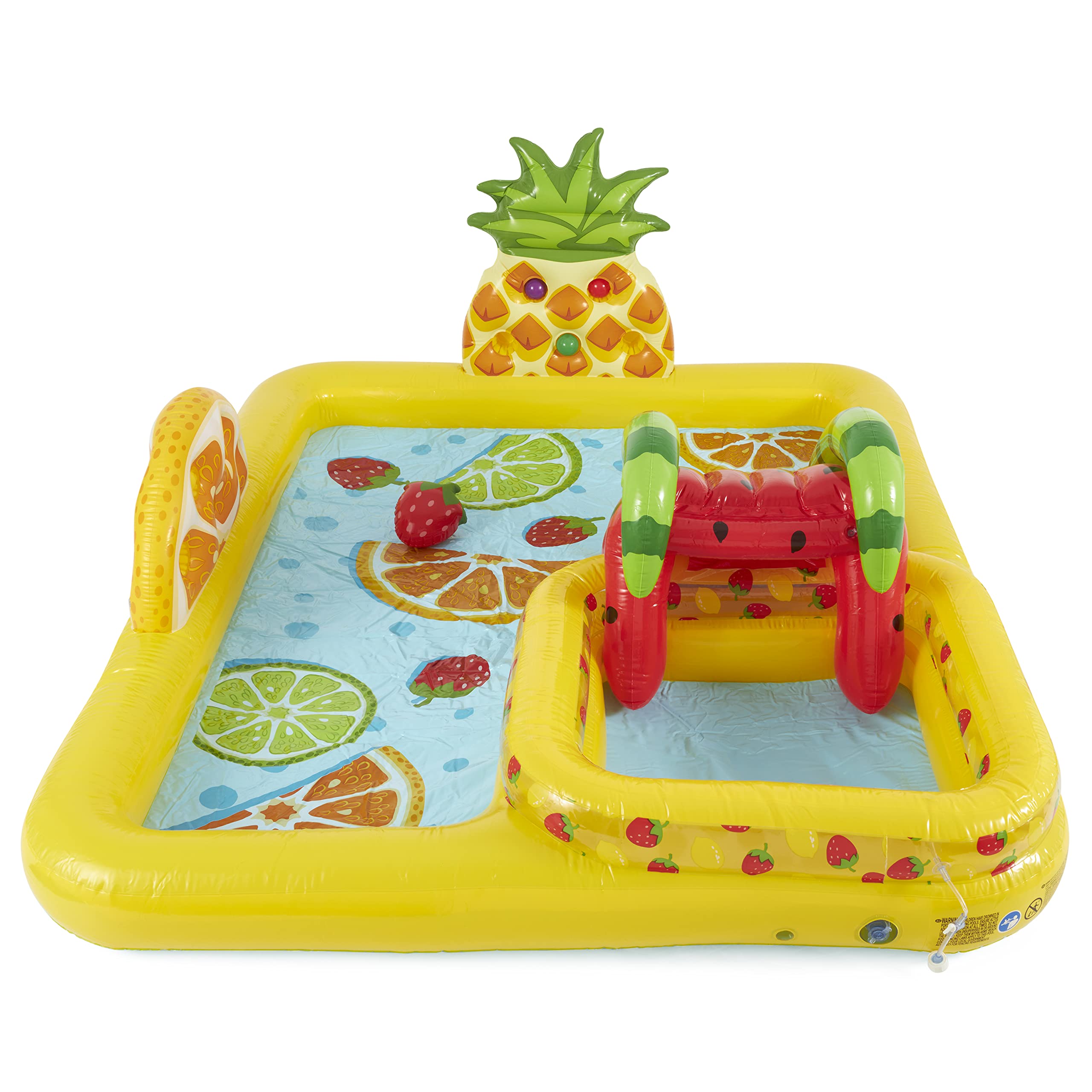 Intex 57158Ep Fun'N Fruity 8Ft X 6.25Ft X 4In Outdoor Inflatable Kiddie Pool Water Play Center With Water Slide, Sprinklers And