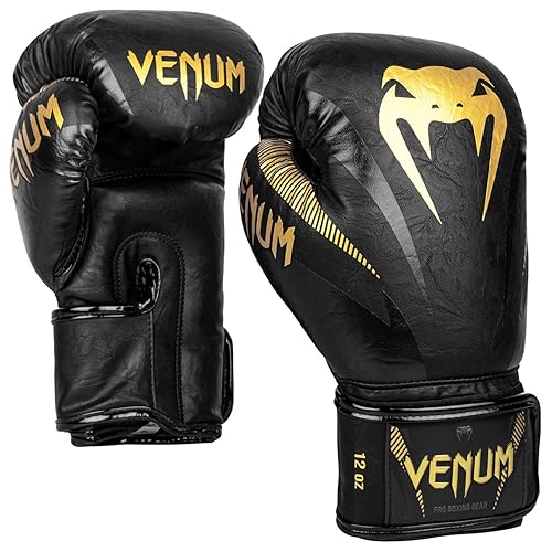 Venum Impact Boxing Gloves-Black/Gold - 10Oz