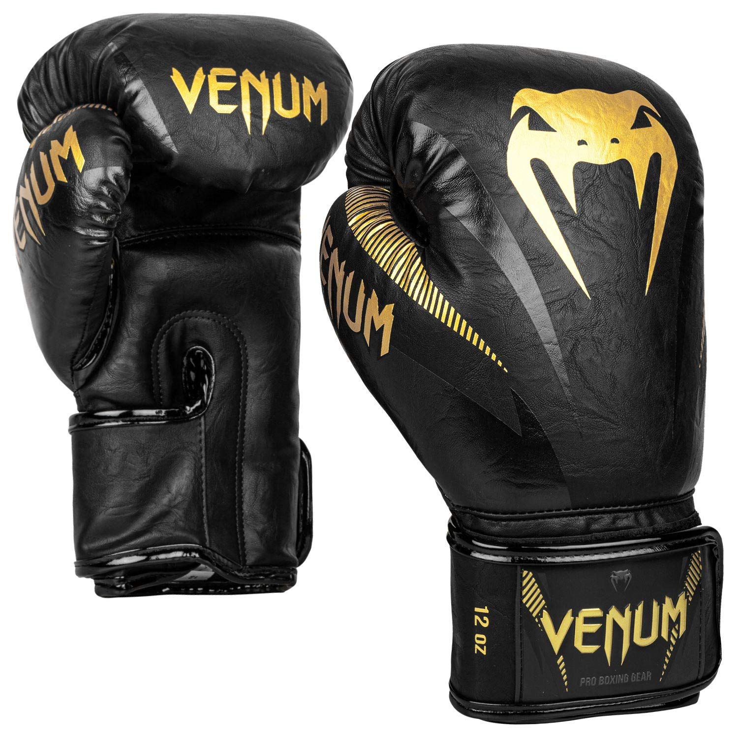 Venum Impact Boxing Gloves-Black/Gold - 10Oz