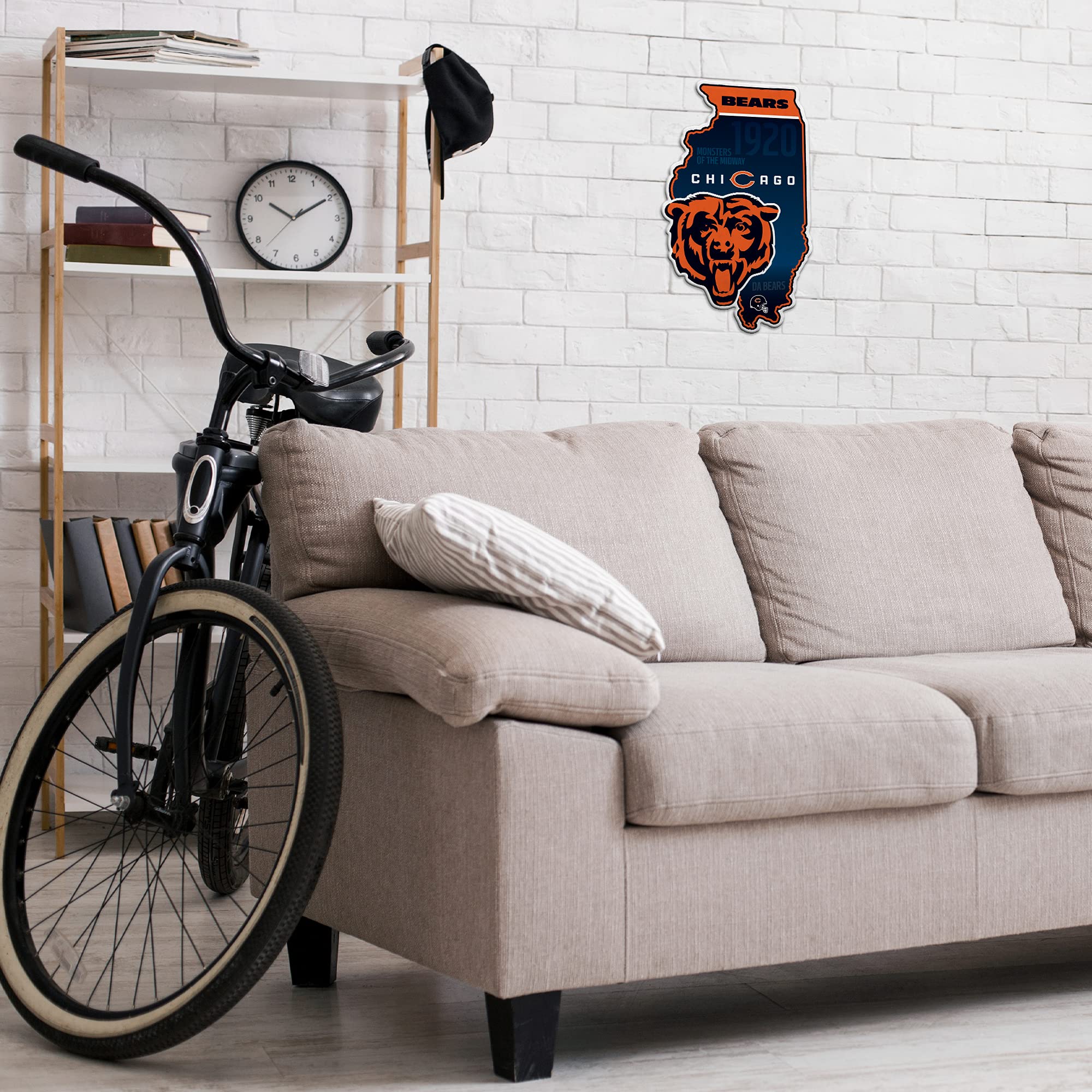 Rico Industries Nfl Chicago Bears State Shape Shape Cut Pennant - Home And Living Room D  Cor - Soft Felt Ez To Hang 18X0.10X18