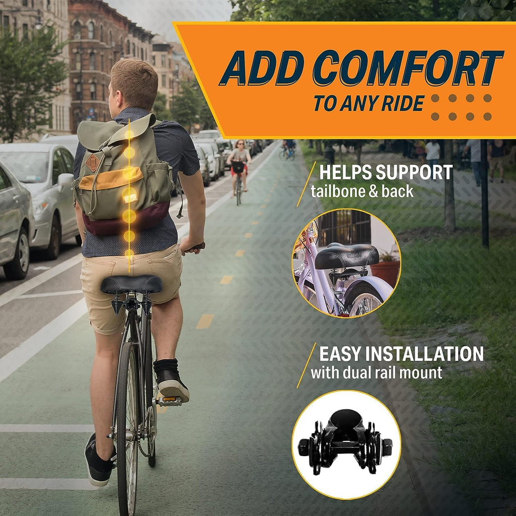 Bikeroo Oversized Comfort Bike Seat Most Comfortable Replacement Bicycle Saddle - Fit For Exercise And Outdoor Bikes Suspension