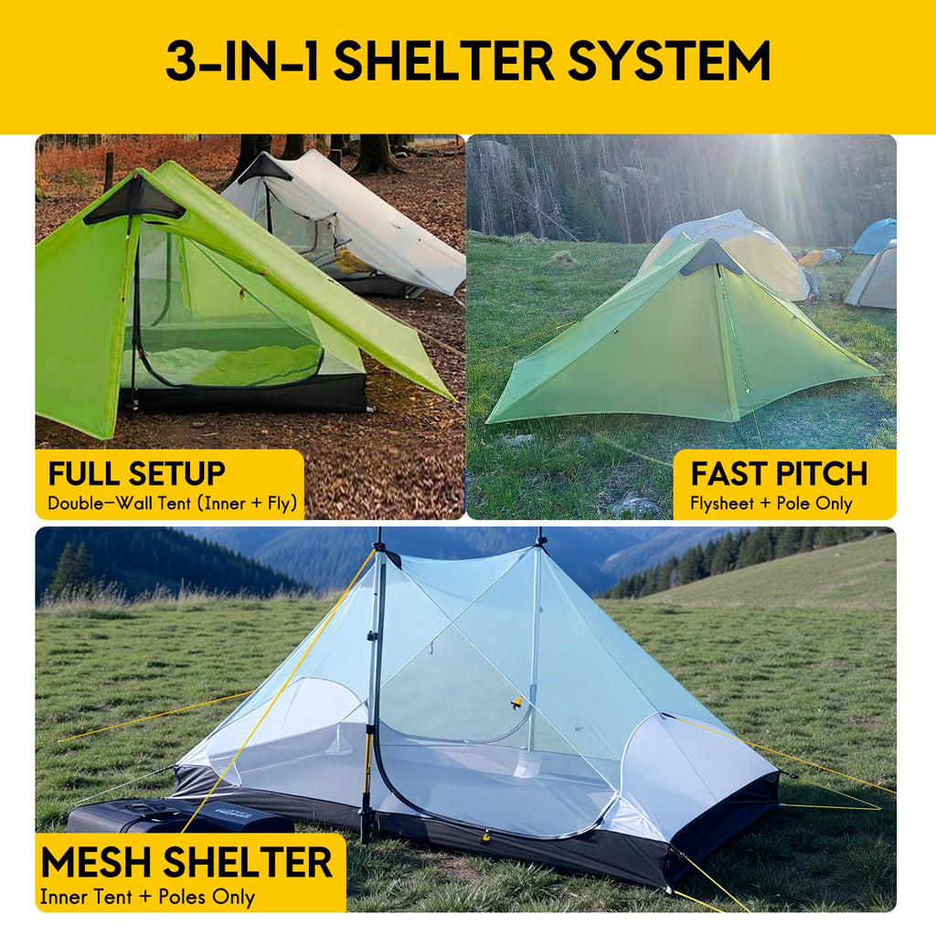 Lanshan Ultralight Tent 3-Season Waterproof Backpacking Tent For 2 Person Camping, Climbing, Hiking, Travelling, Mountaineering,